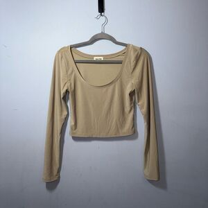 Open Edit Women’s Smooth Scoop Neck Top ECRU size Small EUC